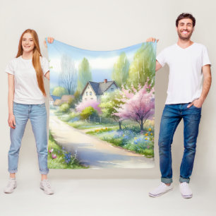 Verzauberter Blütenlandweg Fleecedecke