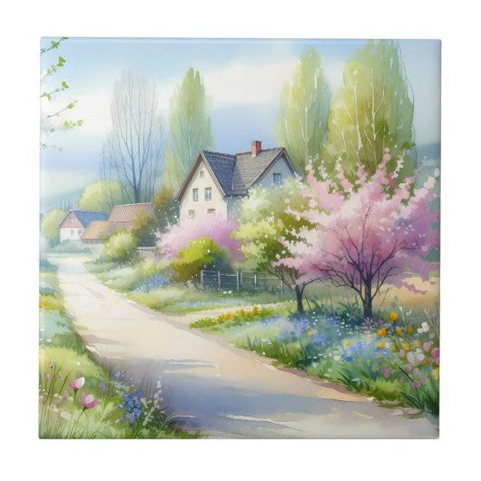 Verzauberter Blütenlandweg Fliese (Vorderseite)