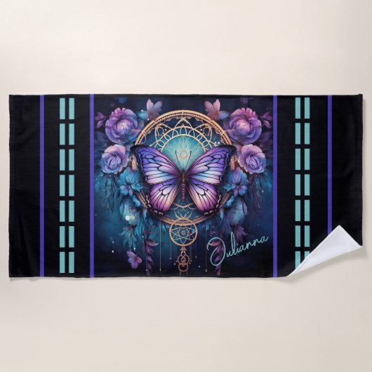 Verzauberter Butterfly-Dreamcatcher Strandtuch (Vorderseite)