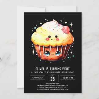 Verzauberter digitaler Cupcake Muffin Geburtstag Einladung