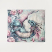 Verzauberter Drache mit Rosen Wandteppich (Vorderseite (Horizontal))