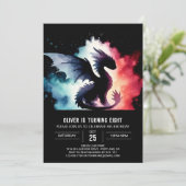 Verzauberter Dragon Birthday Printable Einladung (Stehend Vorderseite)