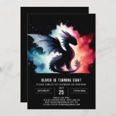 Verzauberter Dragon Birthday Printable Einladung (Vorne/Hinten)