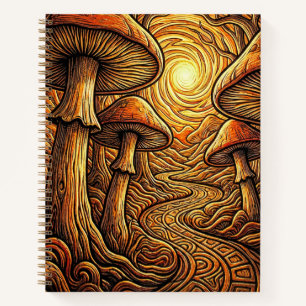 Verzauberter Dunkler Wald Leuchtender Pilz Fantasy Notizblock