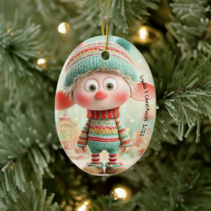 Verzauberter Elf Nordpol-Weihnachtszauber Keramik Ornament