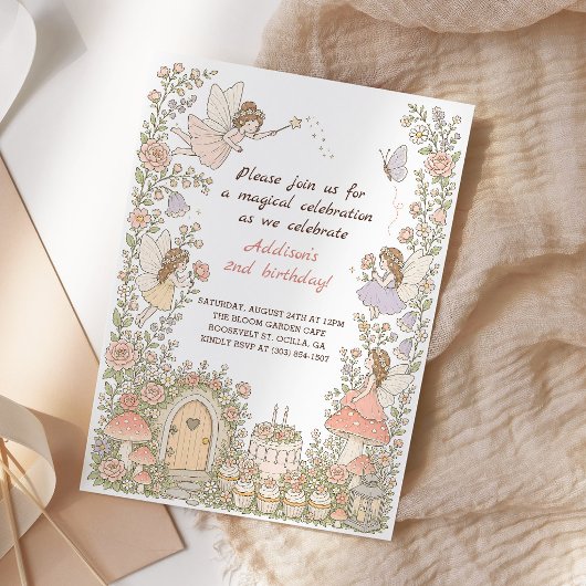 Verzauberter Feengarten Mädchen Geburtstag Einladung