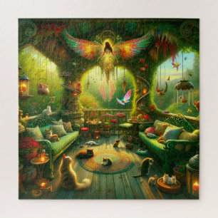 Verzauberter Feenkatzen-Garten-Portal Puzzle