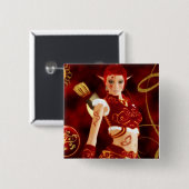 Verzauberter Feuer-Wächter-Knopf Button (Vorne & Hinten)