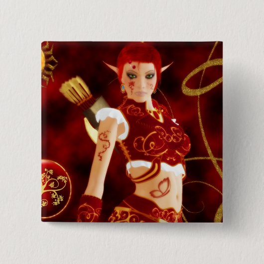 Verzauberter Feuer-Wächter-Knopf Button (Vorderseite)