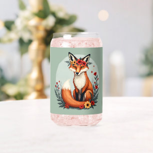 Verzauberter Floraler Fuchs Waldvolkskunst Dosenglas