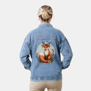 Verzauberter Floraler Fuchs Waldvolkskunst Jeansjacke