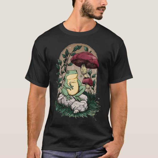 Verzauberter Frogcore-Pullover Pilze und Frosch - T-Shirt (Vorderseite)