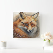 verzauberter Fuchs Quadratische Wanduhr (Zuhause)