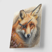 verzauberter Fuchs Quadratische Wanduhr (Winkel)