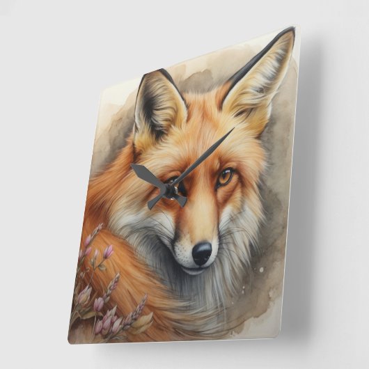 verzauberter Fuchs Quadratische Wanduhr (Winkel)