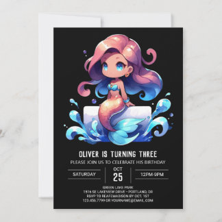 Verzauberter Fun Mermaid Geburtstag Einladung