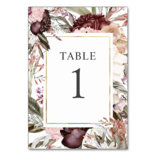 Verzauberter Garten Elegant Boho Floral Tischzahl Tischnummer