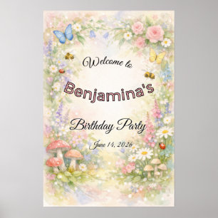 Verzauberter Garten Schmetterlinge & Florale Party Poster