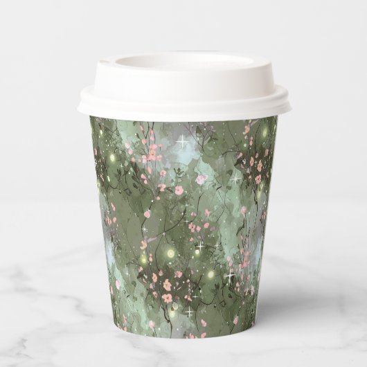 Verzauberter Garten süß 16 rosa Muster ID1163 Pappbecher (Rückseite)