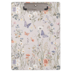 Verzauberter Garten Wildblumen Schmetterling Fanta Klemmbrett