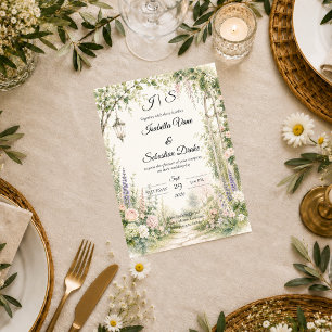 Verzauberter Gartenbogen Romantische Hochzeit  Einladung