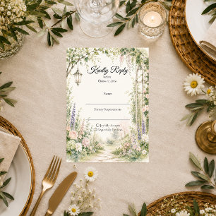 Verzauberter Gartenbogen Romantische Hochzeit RSVP Karte