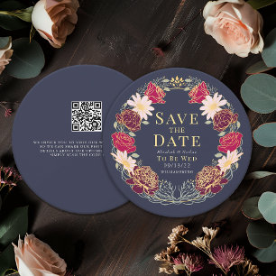 Verzauberter Gartenkranz Hochzeit QR Save the Date Einladung