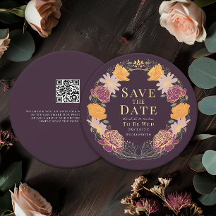 Verzauberter Gartenkranz Hochzeit QR Save the Date Einladung