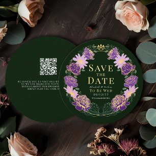Verzauberter Gartenkranz Hochzeit QR Save the Date Einladung