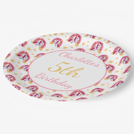 Verzauberter Geburtstag Pappteller (Schrägansicht)