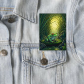 Verzauberter grüner Frosch in einem Wald Button (Insitu)