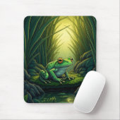 Verzauberter grüner Frosch in einem Wald Mousepad (Mit Mouse)