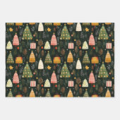 Verzauberter grüner Wald-Weihnachtsbaum-Muster Geschenkpapier Set (Vorderseite 3)
