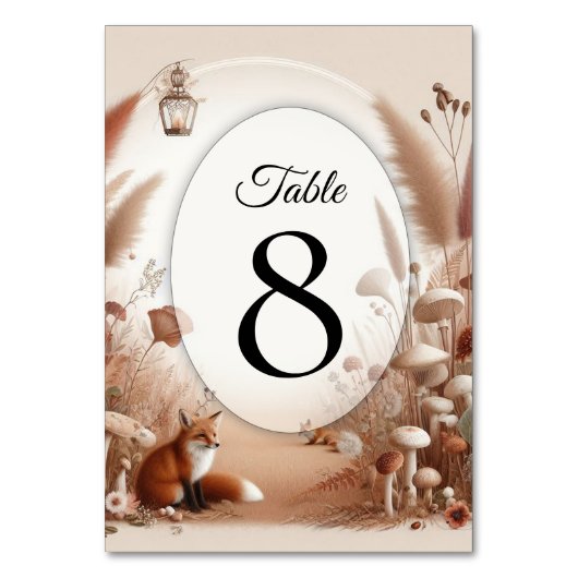 Verzauberter Herbstwaldbestand Tischnummer (Vorderseite)