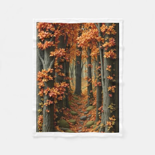 Verzauberter Herbstwaldweg-Flanelldecke Fleecedecke (Vorderseite)
