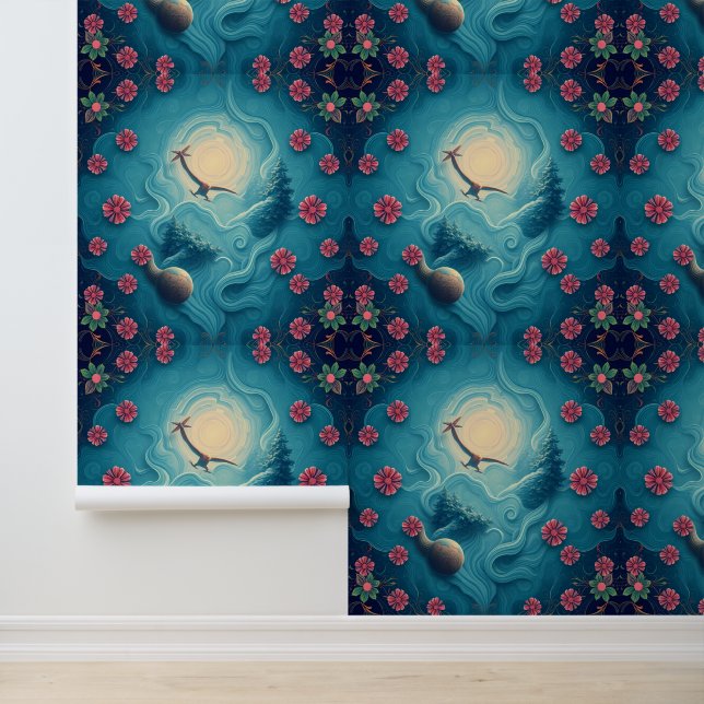 Verzauberter Himmel: Mystischer Flug durch Florals Tapete (Anwendung)