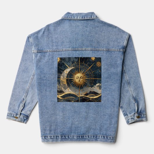 Verzauberter Himmel Whimsical Celestial Denim Jack Jeansjacke (Rückseite)