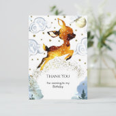 Verzauberter Hirsch Fawn Geburtstag Dankeskarte (Stehend Vorderseite)