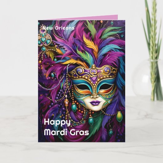 💚 💜 💛 verzauberter Karneval Karte (Vorderseite)