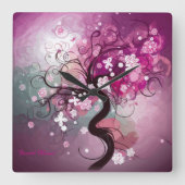 Verzauberter Kirschtanz Quadratische Wanduhr (Vorderseite)