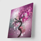 Verzauberter Kirschtanz Quadratische Wanduhr (Winkel)