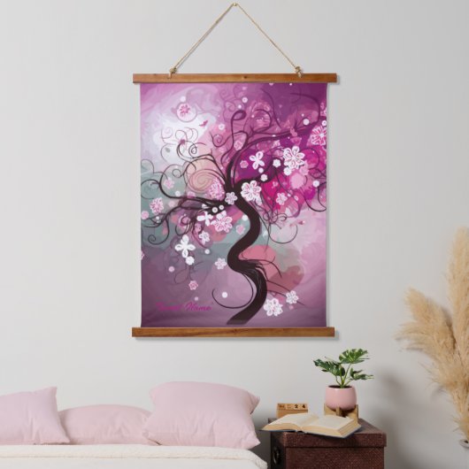Verzauberter Kirschtanz Wandteppich Mit Holzrahmen (Schlafzimmer)