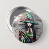 Verzauberter Knopf Hexenkatze Pinback Button (Vorne & Hinten)