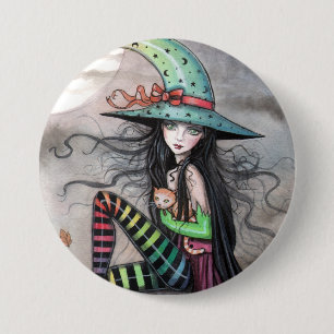 Verzauberter Knopf Hexenkatze Pinback Button
