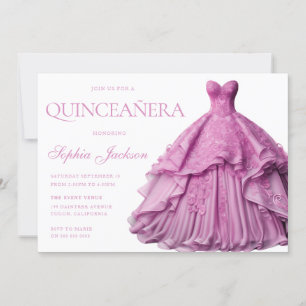 Verzauberter Lavendel Lila Kleid Gown Quinceanera Einladung