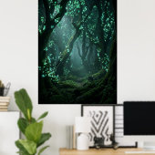 Verzauberter leuchtender Wald Fantasy-Kunst Poster (Heimbüro)