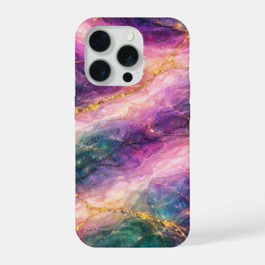 Verzauberter Marmor mit Goldäderung iPhone Hülle (Rückseite)