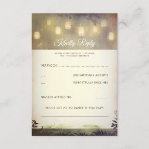 Verzauberter Mason Jar Lights Wedding RSVP Karte