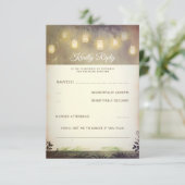 Verzauberter Mason Jar Lights Wedding RSVP Karte (Stehend Vorderseite)