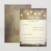 Verzauberter Mason Jar Lights Wedding RSVP Karte (Vorne/Hinten)